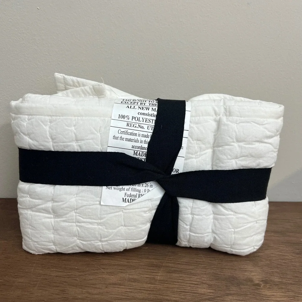 West Elm Alabaster Airy Cotton Voile‎ Solid Sham Creamy White Quilted Standard